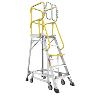 5 Step 375lbs Aluminum Rolling Platform Ladder Dweva