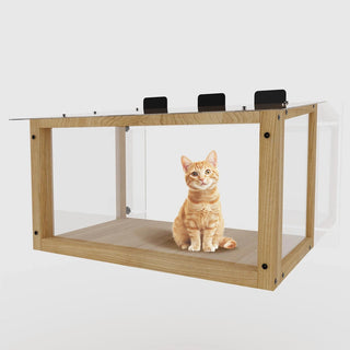 Waterproof Window Cat Perch Catio, Wood Cat Window Box, Window Catio for Indoor Cats. Suitable Single Hanging Window with an Inner Diameter of The Window Frame with A Net Opening Width of 24-35 in Dweva