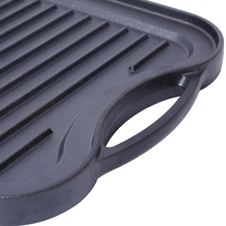 Pre-Seasoned Cast Iron Reversible Rectangular Grill/Griddle, Black,20inch x 10inch Dweva