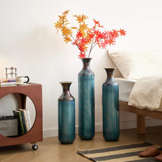 Floor metal vase modern style decoration home droplet shaped white metal vase 3-piece set gorgeous home decoration large glazed metal vase Dweva