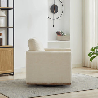 30.7"W Square Upholstered Swivel Accent Chair and Comfy Accent Single Sofa Chair, 360 Degree Club Chair, Lounge Armchair for Living Room Bedroom Apartment Nursery.Beige Dweva