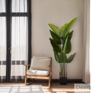 Artificial Bird of Paradise Plant, 5.2ft Tall Faux Tropical Palm Tree in Pot for Indoor or Outdoor Home, Office, or Garden Decoration, 2pcs/set Dweva