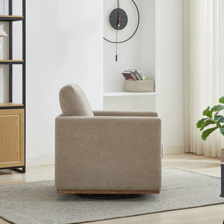 30.7"W Square Upholstered Swivel Accent Chair and Comfy Accent Single Sofa Chair, 360 Degree Club Chair, Lounge Armchair for Living Room Bedroom Apartment Nursery.Taupe Dweva