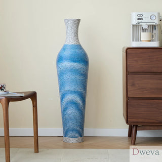 39-Inch Tall Standing Designer Floor Vase - Durable Artificial Rattan - Elegant Two-Tone Dark Brown Finish - Ideal Decor Accent for Living Room, Bedroom, Entryway - Stylish Home Decor Statement Piece Dweva