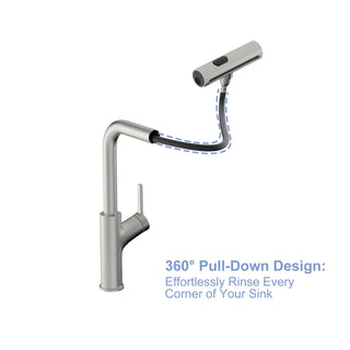 360° Pull-Down Kitchen Faucet with 4 Spray Modes, Brushed Nickel Dweva
