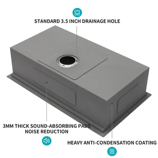 30" Undermount Kitchen Sink - 30*19*9 inch Kitchen Sink Undermount Single Bowl 16 Gauge Stainless Steel Ledge Workstation Kitchen Sinks Dweva
