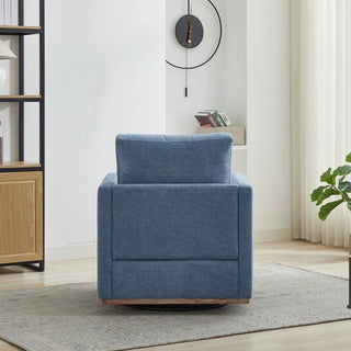 30.7"W Square Upholstered Swivel Accent Chair and Comfy Accent Single Sofa Chair, 360 Degree Club Chair, Lounge Armchair for Living Room Bedroom Apartment Nursery. Blue Dweva