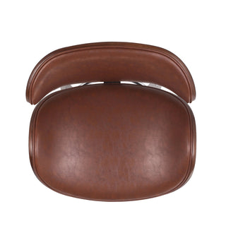 30" Mid-Century Modern Upholstered Swivel Barstool, Walnut + Cognac Dweva