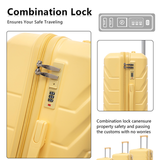 20"/24"/28" 3 pcs/set in ABS Spinner Wheel Luggage, Matching Color , With Combination Lock (Yellow) Dweva