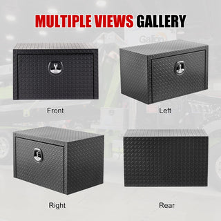 30 inch aluminum underbody truck tool box heavy duty underbed toolbox tool storage organizer chest with lock and keys, waterproof trailer box, extra thick diamond thread plate matte black finish Dweva