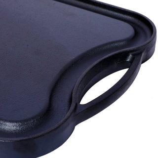 Pre-Seasoned Cast Iron Reversible Rectangular Grill/Griddle, Black,20inch x 10inch Dweva