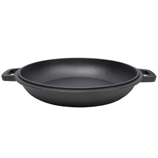 2 in 1 Pre-Seasoned Cast Iron Dutch Oven With Dual Handles, Outdoor Camping Deep Pot for Camping Fireplace Cooking BBQ Baking Campfire, 5 Quart.With 2pcs Silicone Handel Covers. Dweva