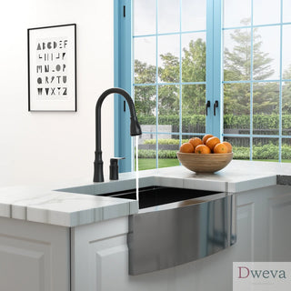 Kitchen Sink Faucet with Separate Handle, Matte Black Dweva