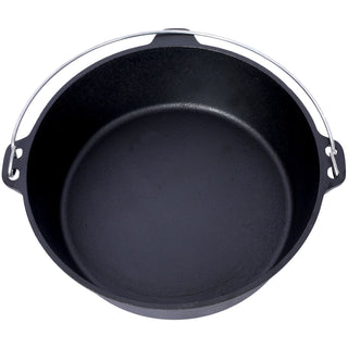 Pre-Seasoned Cast Iron Dutch Oven With Skillet Lid, Outdoor Camping Deep Pot for Camping Fireplace Cooking BBQ Baking Campfire, With Iron Pot Rack, 6 Quart Dweva