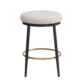 24.75'' Modern Counter Stools Set of 2,White Counter Stools with iron Frame,Sponge cushion,Footrest,suitable for Kitchen/Bedroom/Dining Room. Dweva