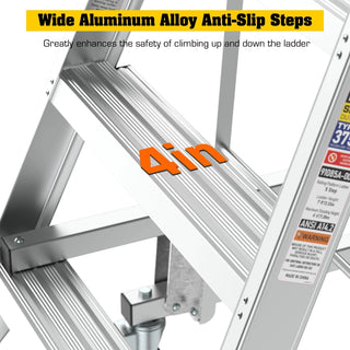 5 Step 375lbs Aluminum Rolling Platform Ladder Dweva