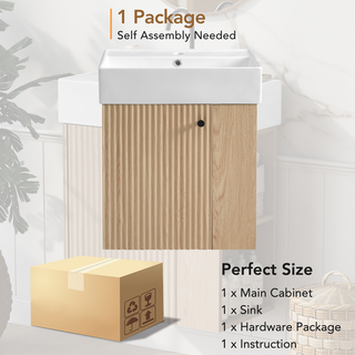 [Video] 21.6" Modern Floating Bathroom Vanity with Ceramic Basin - Perfect for Small Bathrooms, Right side storage Dweva