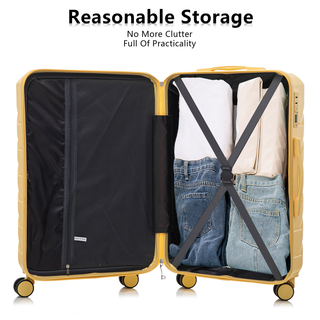 20"/24"/28" 3 pcs/set in ABS Spinner Wheel Luggage, Matching Color , With Combination Lock (Yellow) Dweva