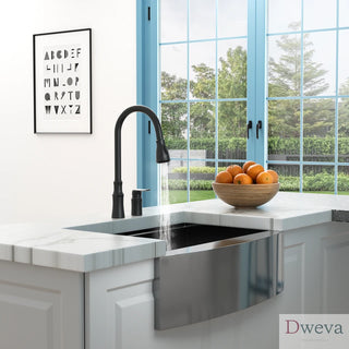 Kitchen Sink Faucet with Separate Handle, Matte Black Dweva