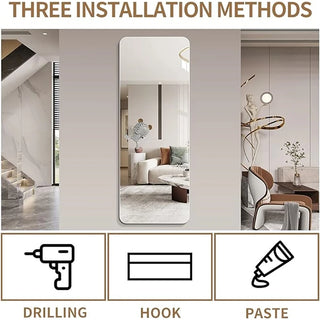 60"x 15" inch Full Body round corner mirror for Living Room Bedroom Cloakroom Wall hanging with hanging hole High quality 5mm silver mirror Explosion-proof glass Dweva