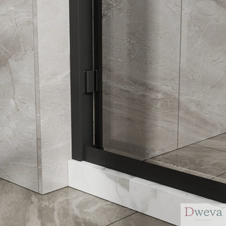 Goodyo Double Sliding Glass Shower Door 60 in. W x 72 in. H Aluminum Framed Shower Enclosure with SGCC Clear Tempered Glass, Stainless Steel Hardware, Matte Black Dweva