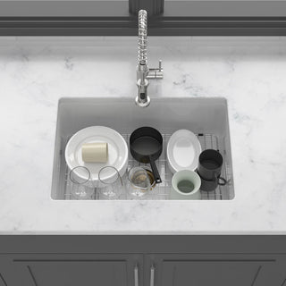 30" Undermount Single Bowl Ceramic Kitchen Sink - Dual Mount White Ceramic Rectangular Deep Single Bowl Sink Basin Dweva