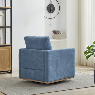 30.7"W Square Upholstered Swivel Accent Chair and Comfy Accent Single Sofa Chair, 360 Degree Club Chair, Lounge Armchair for Living Room Bedroom Apartment Nursery. Blue Dweva