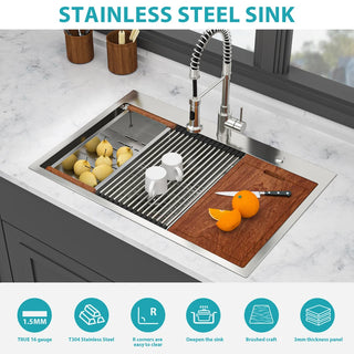 Topmount Drop in Kitchen Sink - 36"x 22" x 10" Double Bowl (60/40) Kitchen Sink 16 Gauge with Two 10" Deep Basin, Brushed Nickel Dweva