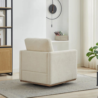 30.7"W Square Upholstered Swivel Accent Chair and Comfy Accent Single Sofa Chair, 360 Degree Club Chair, Lounge Armchair for Living Room Bedroom Apartment Nursery.Beige Dweva