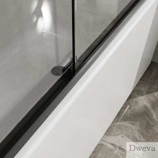 Goodyo Double Sliding Bathtub Shower Door 60 in. W x 58 in. H Aluminum Framed Shower Enclosure for Tub with SGCC Clear Tempered Glass, Stainless Steel Hardware, Matte Black Dweva