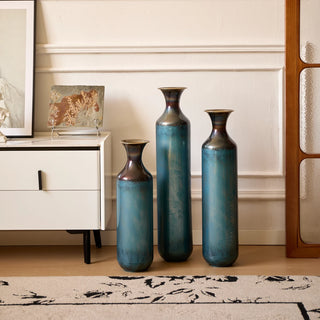 Floor metal vase modern style decoration home droplet shaped white metal vase 3-piece set gorgeous home decoration large glazed metal vase Dweva