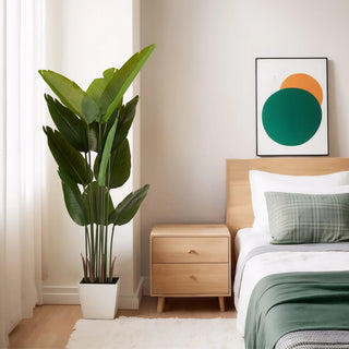 Artificial Bird of Paradise Plant, 5.2ft Tall Faux Tropical Palm Tree in Pot for Indoor or Outdoor Home, Office, or Garden Decoration, 2pcs/set Dweva