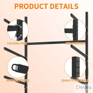 41"H Freestanding Kayak Storage Rack – Holds 3 Kayaks, Heavy-Duty Adjustable Stand with Lockable Wheels for Kayak, Canoe, SUP & Surfboard, 45.87"W*28.94"D*41"H Dweva