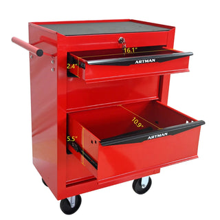 Rolling Metal Tool Chest with 4 Drawers, 20" 4-Drawer Tool Chest Cabinet with Ball Bearing Drawer Slides, Steel Tool Storage Box Organizer -Red&Black Dweva
