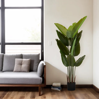 Artificial Bird of Paradise Plant, 5.2ft Tall Faux Tropical Palm Tree in Pot for Indoor or Outdoor Home, Office, or Garden Decoration, 2pcs/set Dweva