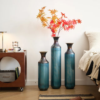 Floor metal vase modern style decoration home droplet shaped white metal vase 3-piece set gorgeous home decoration large glazed metal vase Dweva