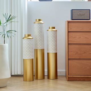 Floor metal vase modern style decoration home droplet shaped white metal vase 3-piece set gorgeous home decoration large glazed metal vase Dweva