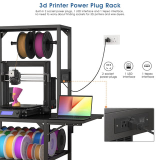 3D Printer Stand, Heavy Duty 3D Printer Table Stand with Filament Storage Rack, T-Shaped Spools Holder Rack with Wheels,3D Printer Workbench for 3D Printing Studio, Home Office Workshop Dweva