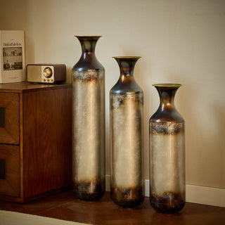 Floor metal vase modern style decoration home droplet shaped white metal vase 3-piece set gorgeous home decoration large glazed metal vase Dweva