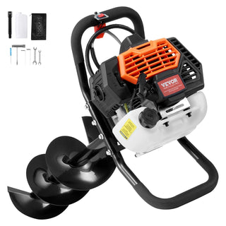 Gas Post Hole Digger 52CC 1450W with 8" Drill Bits & 1 Extension Rod Dweva