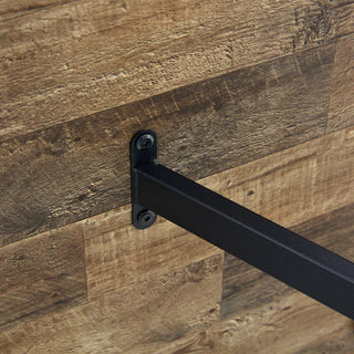 A minimalist retro rectangular dining table with a specially textured top and black metal legs.Contemporary Minimalist MDF Wood Color Textured Tabletop.Able To Give People A Visual Beauty With Rules. Dweva