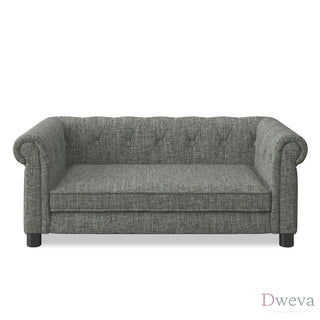 Elegant rectangular pet bed for small and medium-sized dogs, durable elevated dog sofa bed, comfortable dog sofa, modern and fashionable linen fabric dog sofa-Light grey Dweva