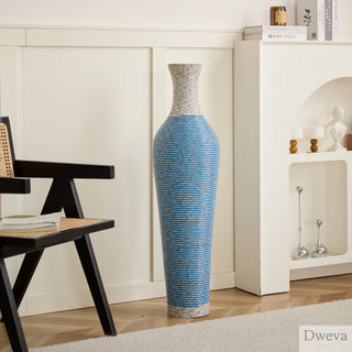 39-Inch Tall Standing Designer Floor Vase - Durable Artificial Rattan - Elegant Two-Tone Dark Brown Finish - Ideal Decor Accent for Living Room, Bedroom, Entryway - Stylish Home Decor Statement Piece Dweva