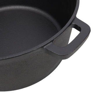 3 in 1 Pre-Seasoned Cast Iron Dutch Oven, Outdoor Camping Deep Pot, 5 Quart. Cover As A Skillet with Ribbed Bottom Design. With 2pcs Silicone Handel Covers, 1PC Lid Lifter. Dweva