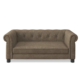 Elegant rectangular pet bed for small and medium-sized dogs, durable elevated dog sofa bed, comfortable dog sofa, modern and fashionable linen fabric dog sofa-Brown Dweva