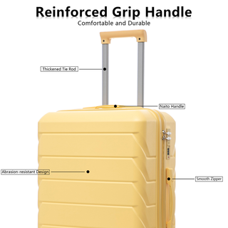 20"/24"/28" 3 pcs/set in ABS Spinner Wheel Luggage, Matching Color , With Combination Lock (Yellow) Dweva