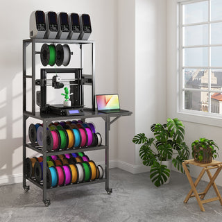 3D Printer Stand, Heavy Duty 3D Printer Table Stand with Filament Storage Rack, T-Shaped Spools Holder Rack with Wheels,3D Printer Workbench for 3D Printing Studio, Home Office Workshop Dweva