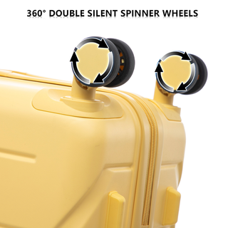 20"/24"/28" 3 pcs/set in ABS Spinner Wheel Luggage, Matching Color , With Combination Lock (Yellow) Dweva