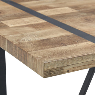 A minimalist retro rectangular dining table with a specially textured top and black metal legs.Contemporary Minimalist MDF Wood Color Textured Tabletop.Able To Give People A Visual Beauty With Rules. Dweva