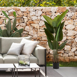 Artificial Bird of Paradise Plant, 5.2ft Tall Faux Tropical Palm Tree in Pot for Indoor or Outdoor Home, Office, or Garden Decoration, 2pcs/set Dweva